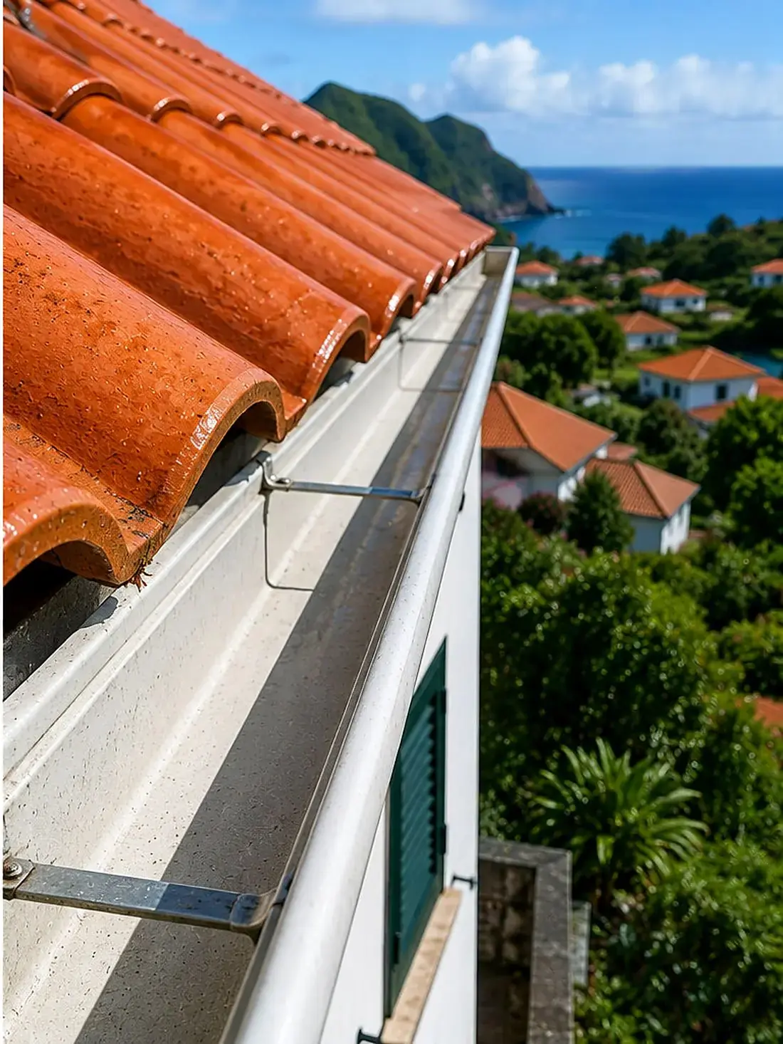 Calha depois da limpeza profissional em Santana, Madeira